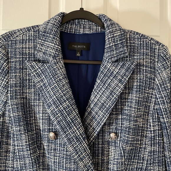 Talbots Double Breasted Tweed Blazer - Navy - Picture 1 of 8